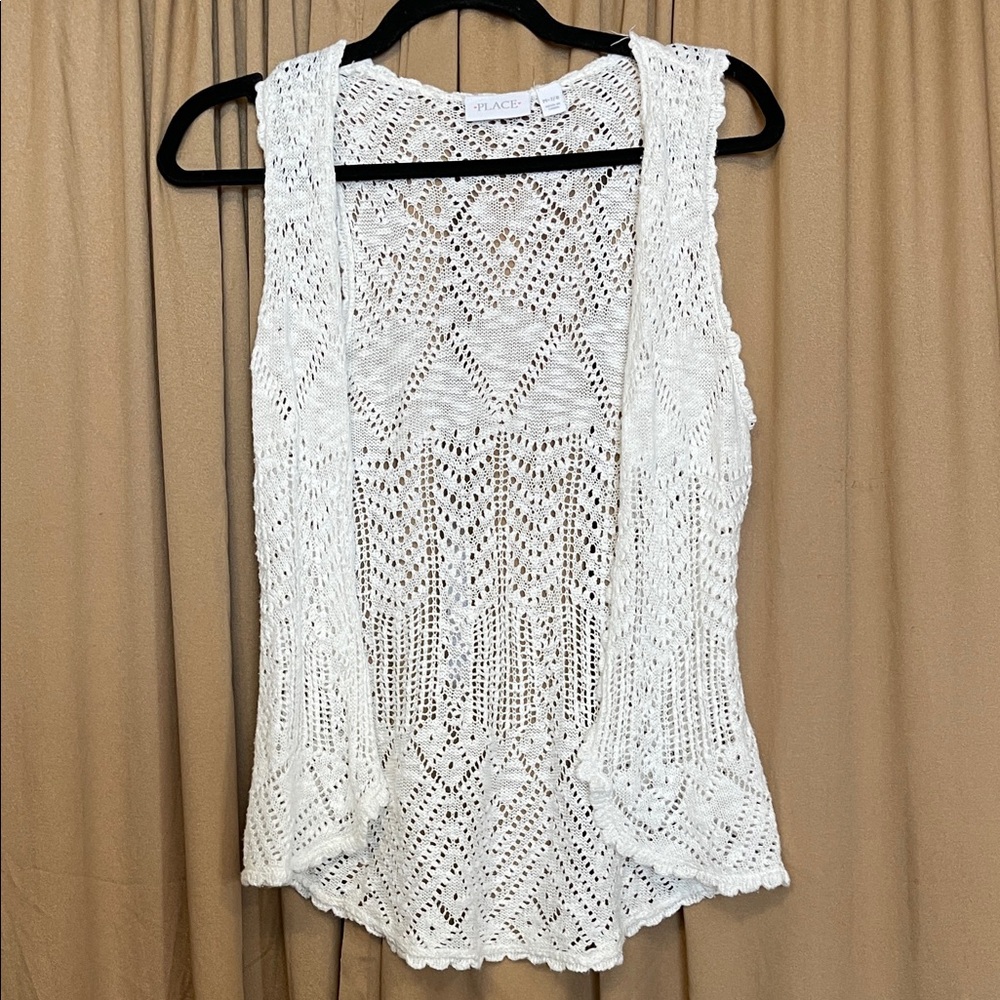 The Children's Place Ivory Crochet Vest